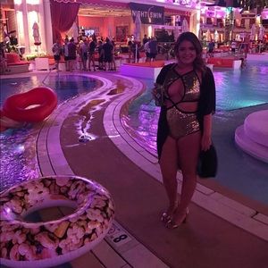 Gold sequin one piece swimsuit. Vegas swimsuit